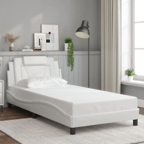 Estructura de cama sin colchón cuero sintético blanco 100x200cm en Camas y somieres | Comprar online en Foro24
