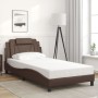 Estructura de cama sin colchón cuero sintético marrón 100x200cm