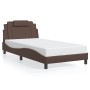 Estructura de cama sin colchón cuero sintético marrón 100x200cm