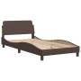 Estructura de cama sin colchón cuero sintético marrón 100x200cm