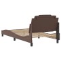 Estructura de cama sin colchón cuero sintético marrón 100x200cm