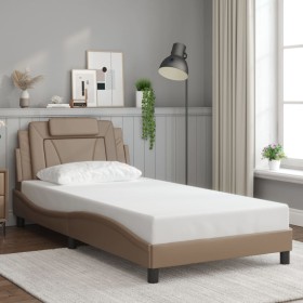 Estructura cama sin colchón cuero sintético capuchino 100x200cm