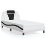 Estructura de cama con cabecero cuero sintético blanco y negro
