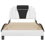 Estructura de cama con cabecero cuero sintético blanco y negro