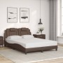 Estructura de cama sin colchón cuero sintético marrón 120x200cm