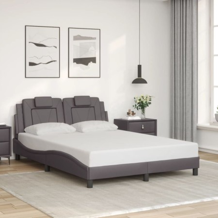 Estructura de cama sin colchón cuero sintético gris 120x200 cm