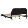 Estructura cama cabecero cuero sintético negro blanco 120x200cm