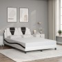 Estructura cama cabecero cuero sintético blanco negro 120x200cm