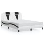 Estructura cama cabecero cuero sintético blanco negro 120x200cm