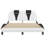 Estructura cama cabecero cuero sintético blanco negro 120x200cm