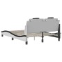 Estructura cama cabecero cuero sintético blanco negro 120x200cm