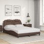 Estructura de cama sin colchón cuero sintético marrón 140x190cm