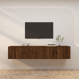 Muebles para TV de pared 2 uds roble marrón 100x34,5x40 cm
