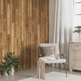 Paneles de pared con aspecto de madera PVC marrón 4,12 m²