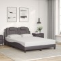 Estructura de cama sin colchón cuero sintético gris 140x200 cm
