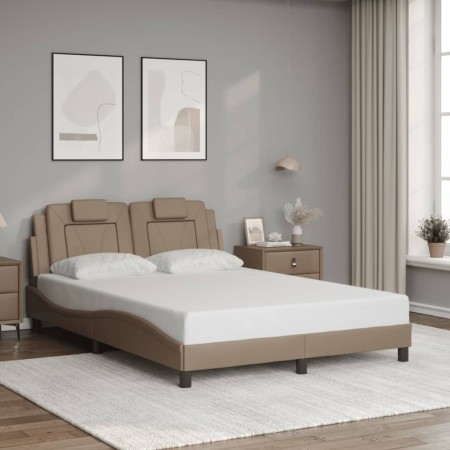 Estructura cama sin colchón cuero sintético capuchino 140x200cm en Camas y somieres | Comprar online en Foro24