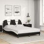 Estructura cama cabecero cuero sintético negro blanco 140x200cm