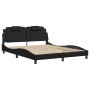 Estructura de cama sin colchón cuero sintético negro 160x200 cm