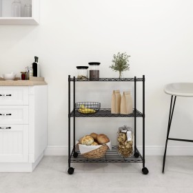 3-tier shelving unit with wheels black 60x35x81 cm 150 kg by vidaXL, Industrial shelving - Ref: Foro24-324626, Price: 60,49 €...