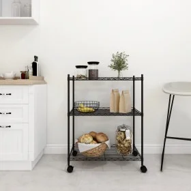 3-tier shelving unit with wheels black 60x35x81 cm 150 kg by vidaXL, Industrial shelving - Ref: Foro24-324626, Price: 56,02 €...
