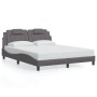 Estructura de cama sin colchón cuero sintético gris 160x200 cm