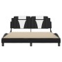 Estructura cama cabecero cuero sintético negro blanco 160x200cm
