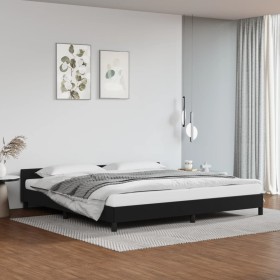 Estructura de cama con cabecero cuero sintético negro 200x200cm