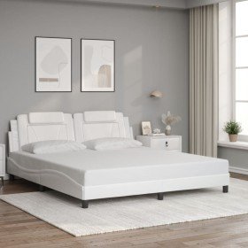 Estructura de cama sin colchón cuero sintético blanco 180x200cm Estructura de cama sin colchón cuero sintético blanco 180x200cm