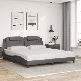 Estructura de cama sin colchón cuero sintético gris 180x200 cm en Camas y somieres | Comprar online en Foro24