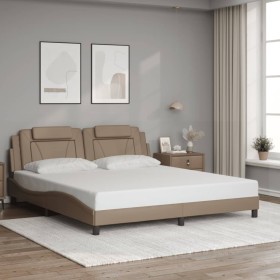 Estructura cama sin colchón cuero sintético capuchino 180x200cm