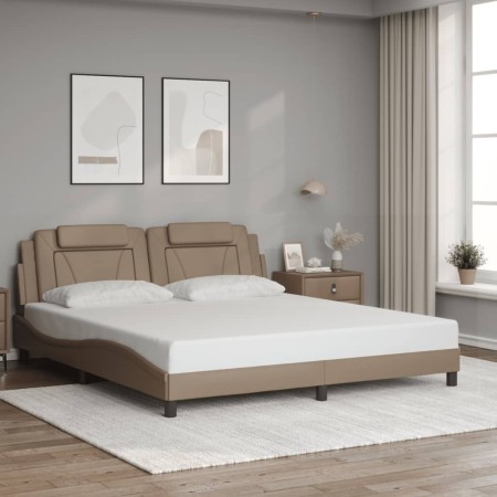 Estructura cama sin colchón cuero sintético capuchino 180x200cm