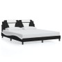Estructura de cama con cabecero cuero sintético negro y blanco