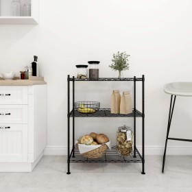 Black 3-tier storage shelf 60x35x76 cm 150 kg by vidaXL, Industrial shelving - Ref: Foro24-324620, Price: 49,55 €, Discount: %