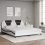 Estructura de cama con cabecero cuero sintético blanco y negro