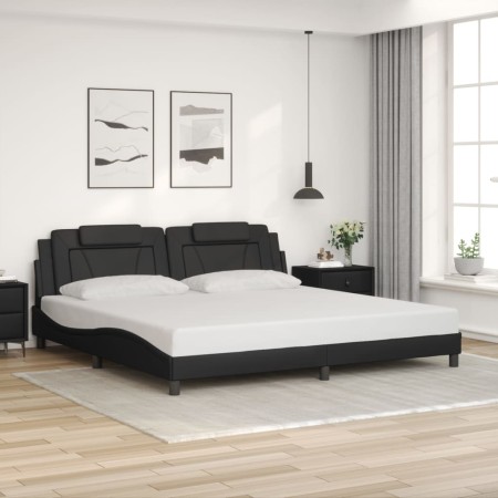 Estructura de cama sin colchón cuero sintético negro 200x200 cm