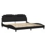 Estructura de cama sin colchón cuero sintético negro 200x200 cm