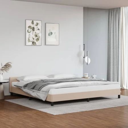 Cappuccino synthetic leather headboard bed frame 200x200cm by vidaXL, Beds and slatted bases - Ref: Foro24-347524, Price: 127...
