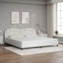 Estructura de cama sin colchón cuero sintético blanco 200x200cm