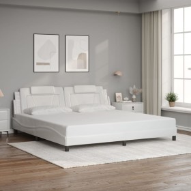 Estructura de cama sin colchón cuero sintético blanco 200x200cm
