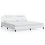 Estructura de cama sin colchón cuero sintético blanco 200x200cm