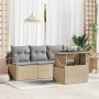 Conjunto de sofá de jardín con cojín 5 pcs beige y gris claro