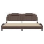 Estructura de cama sin colchón cuero sintético marrón 200x200cm