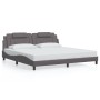 Estructura de cama sin colchón cuero sintético gris 200x200 cm