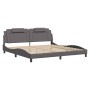 Estructura de cama sin colchón cuero sintético gris 200x200 cm