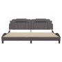 Estructura de cama sin colchón cuero sintético gris 200x200 cm