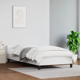 Estructura de cama cabecero cuero sintético blanco 100x200 cm