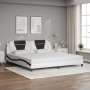 Cama sin colchón cuero sintético blanco negro 200x200 cm