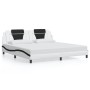 Cama sin colchón cuero sintético blanco negro 200x200 cm