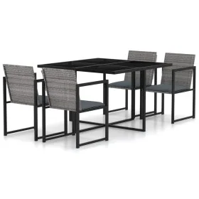 5-teiliges Garten-Essset und graue synthetische Rattankissen von vidaXL, Gartensets - Ref: Foro24-317184, Preis: 316,80 €, Ra...