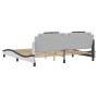 Cama sin colchón cuero sintético blanco negro 200x200 cm